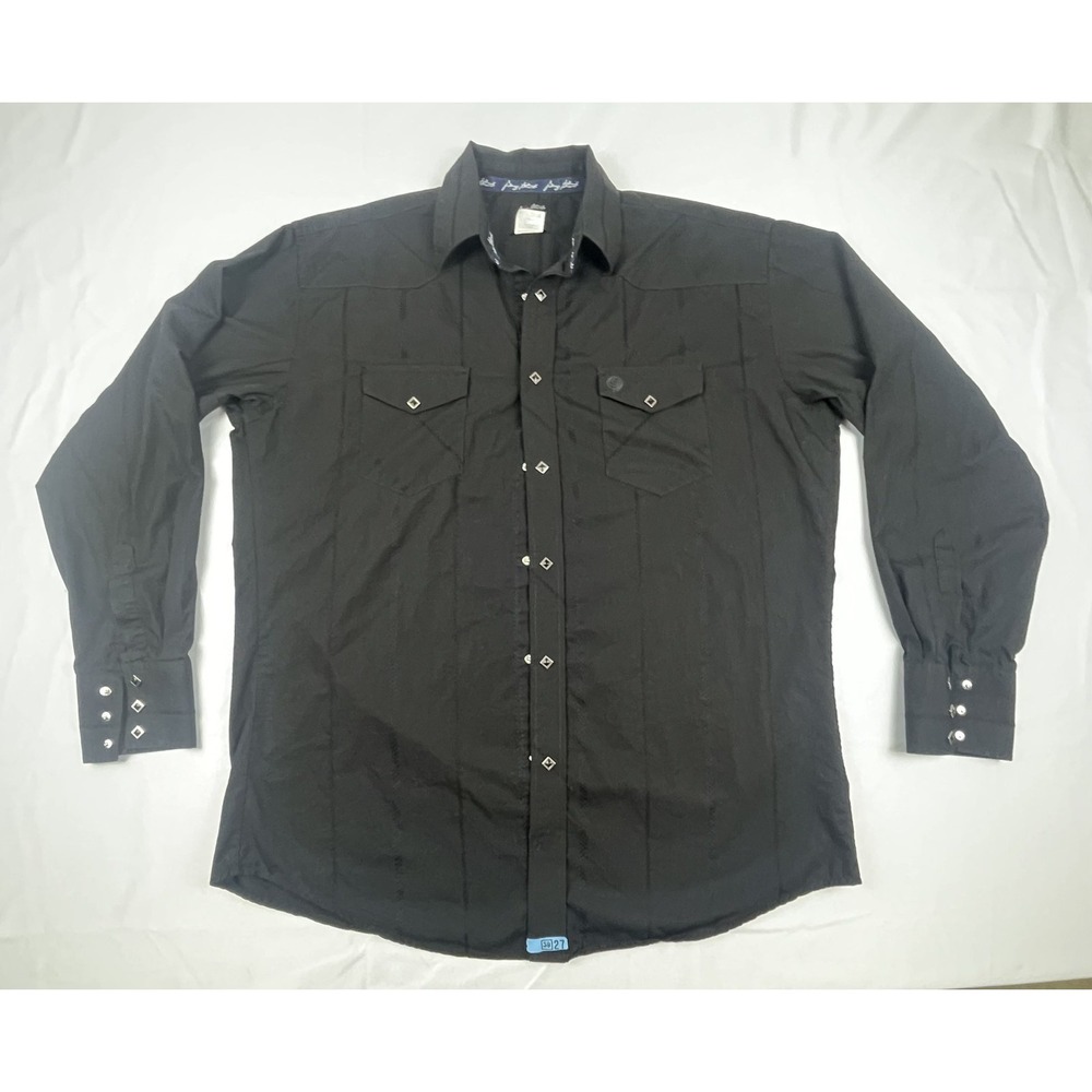 Wrangler George Strait Troubadour Western Shirt XL Black Snap Front MGS452Y